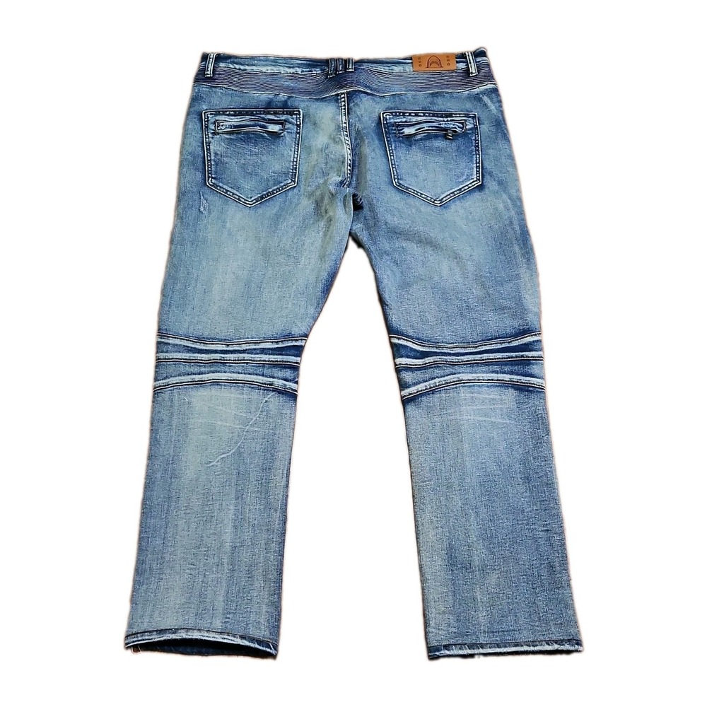 Tiger Shvrk Streetwear Denim Jeans 40x30 Medium Wash Biker Style Shark